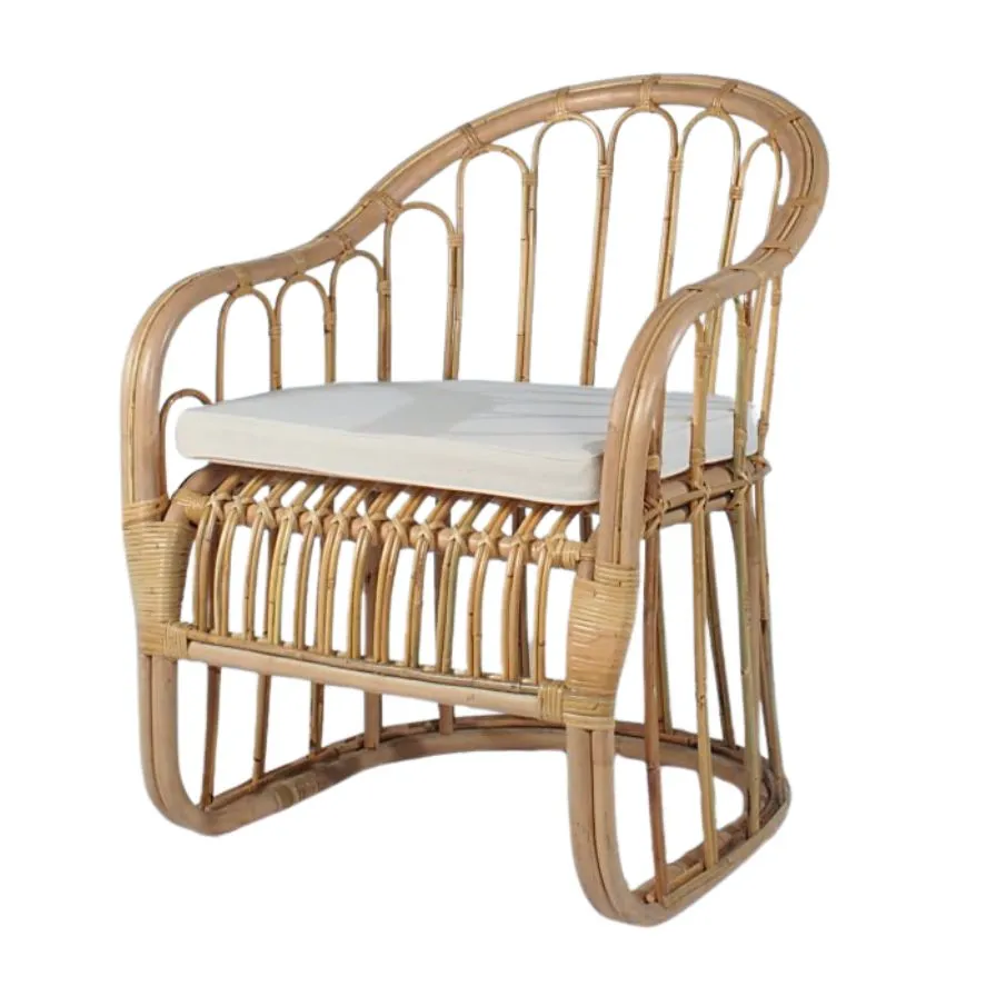 LIVIO - Fauteuil en rotin avec coussin d'assise