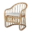 LIVIO - Fauteuil en rotin avec coussin d'assise