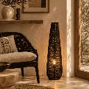 [3760428964014] ZELIE - Lampe à poser noir en rotin - objet déco naturel