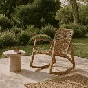 ANNA - Rocking chair en teck et corde synthétique