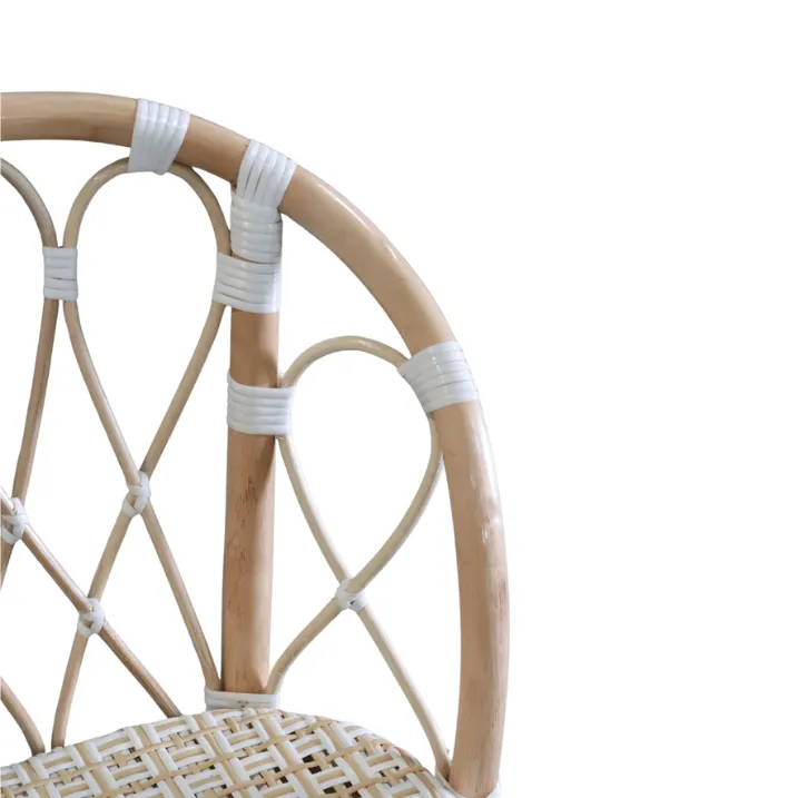 JANETTE - Chaise bistrot blanche en rotin naturel et rotin synthétique
