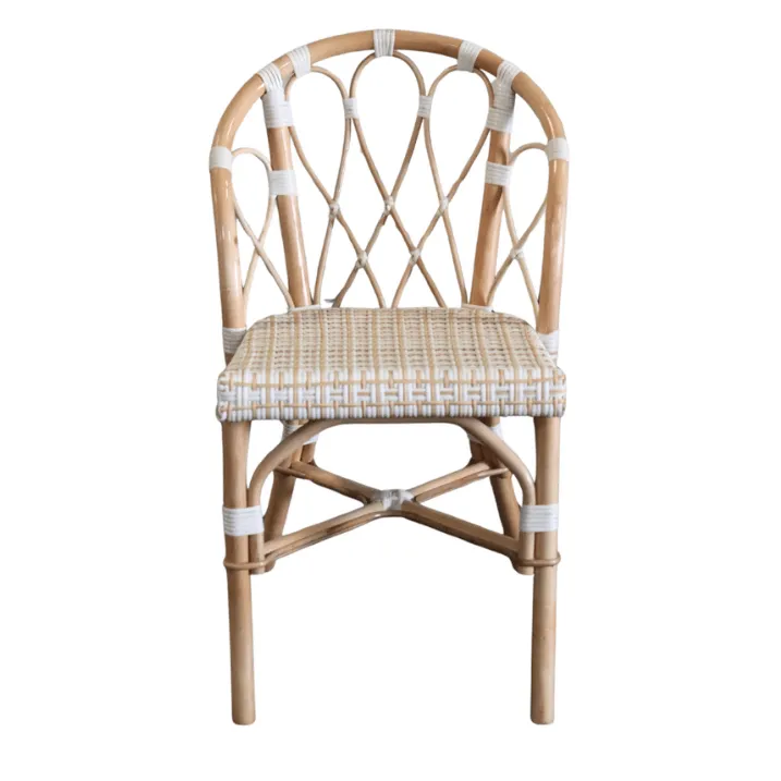 JANETTE - Chaise bistrot blanche en rotin naturel et rotin synthétique - CHR
