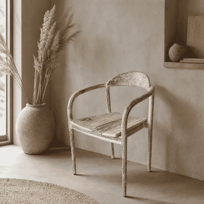 RITA - Chaise en bois de teck naturel et blanchi