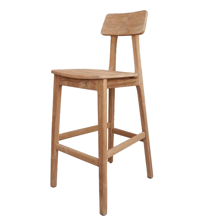 LOUISON- Chaise haute de bar en bois de teck recyclé