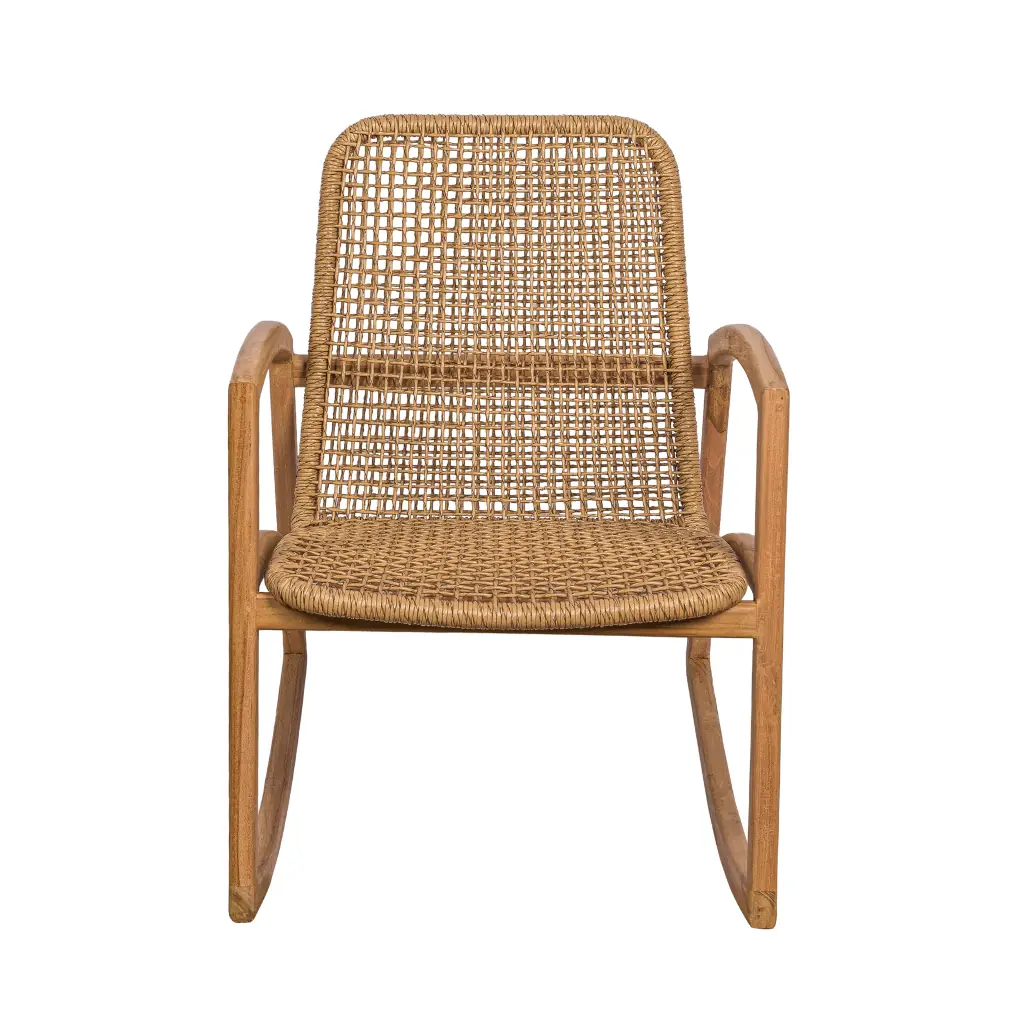 ANNA - Rocking chair en teck et corde synthétique L61*l75*H75
