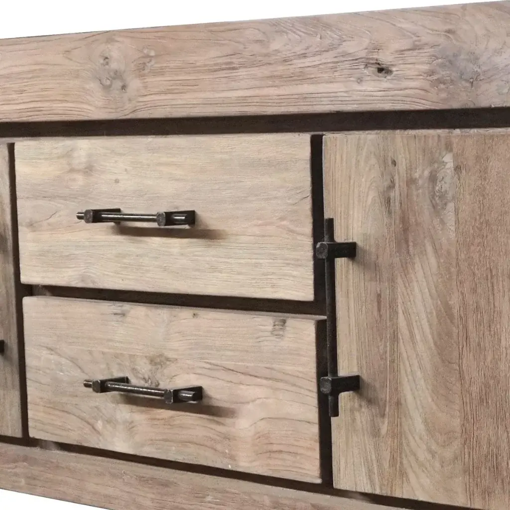 ACHILLE - Buffet TV en teck recyclé 165X45X60