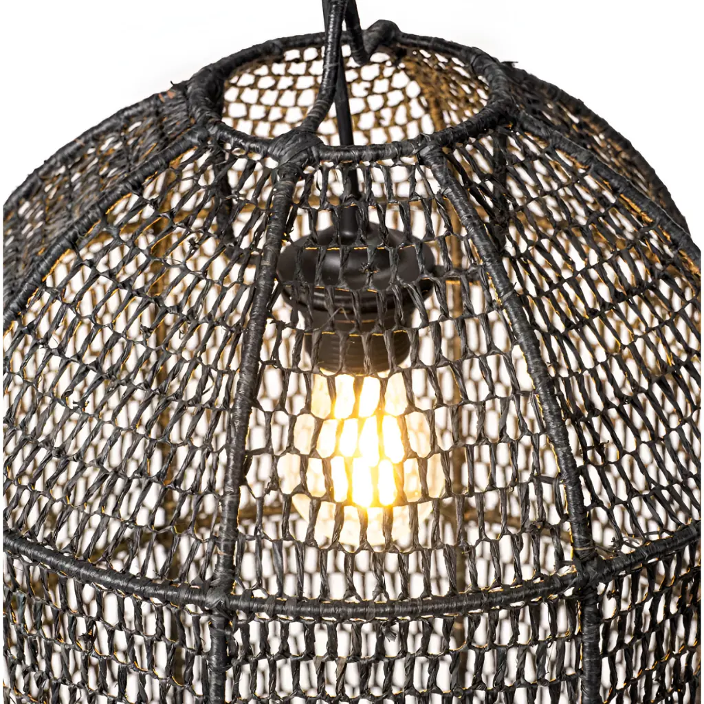 ACIANO - Suspension en raphia noir D34 H43