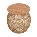 ANNIE - Table en corde et plateau en teck D40*H43cm