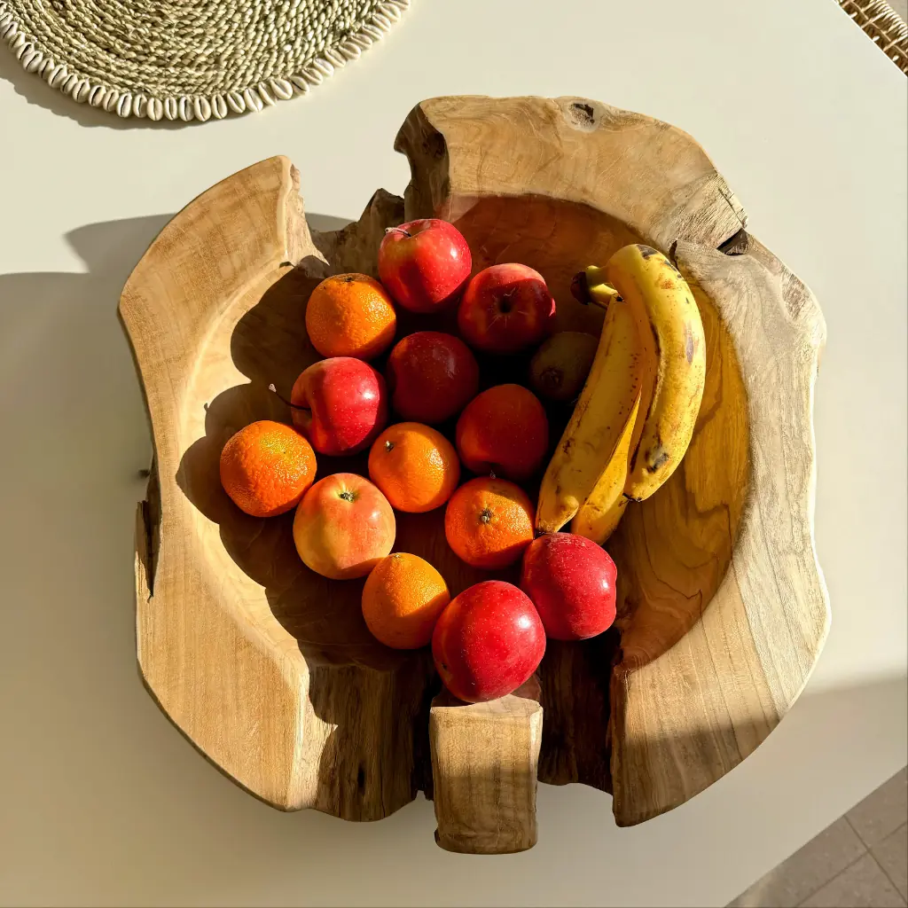 CASSI - Grande assiette en teck recyclé  50 cm H10cm