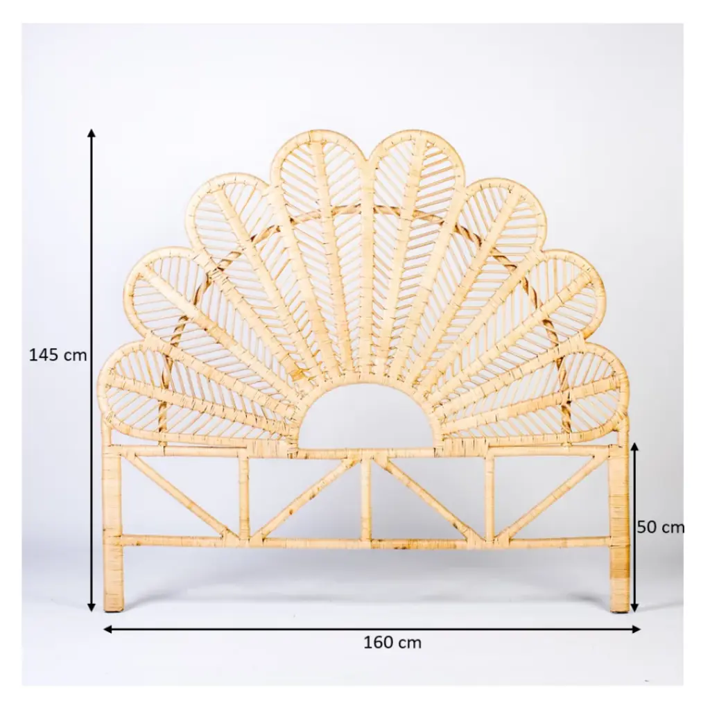 DALIA - Tête de lit en rotin en forme de fleur L160 L6 h144cm