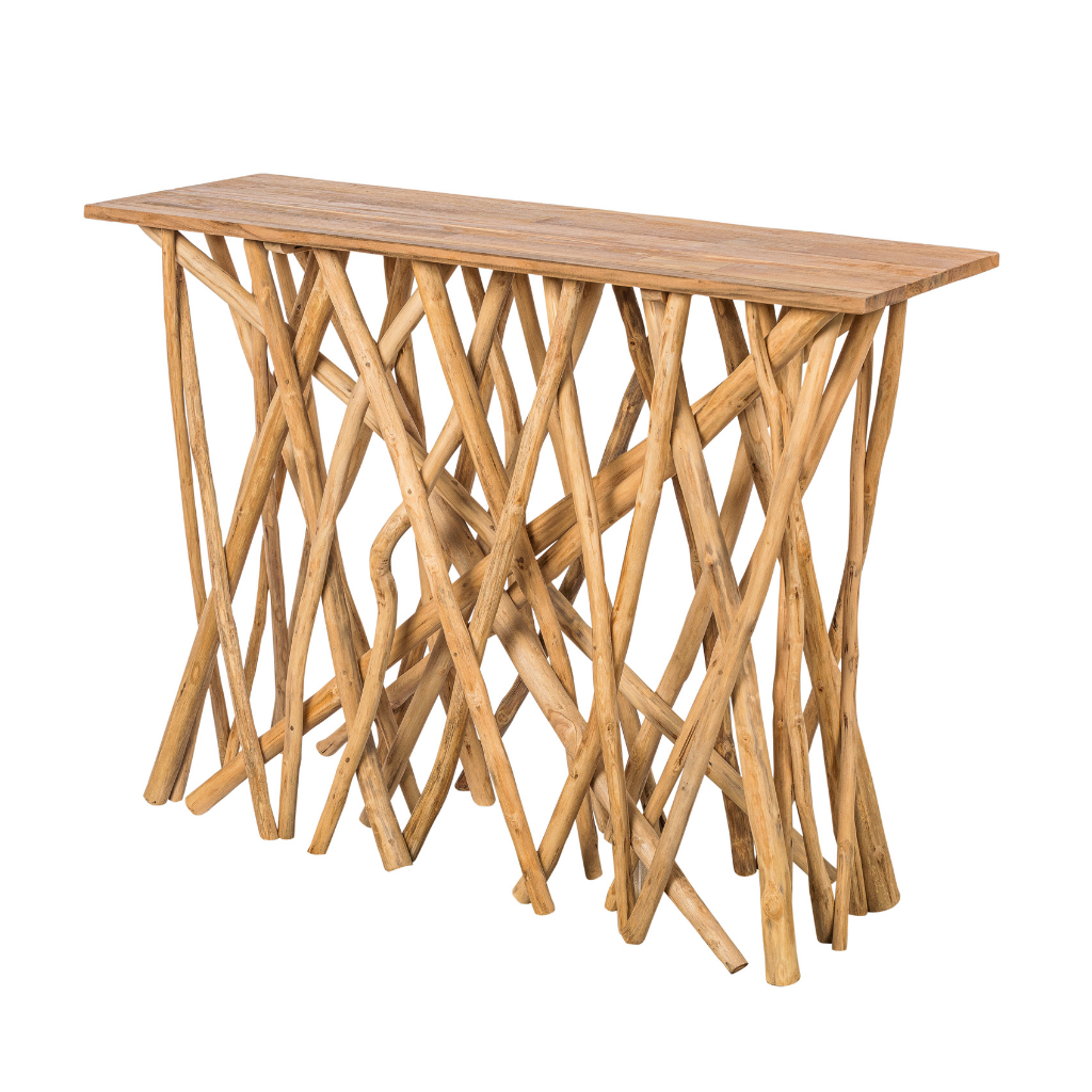 ENORA - Console en branches de teck L120*l40*H90cm