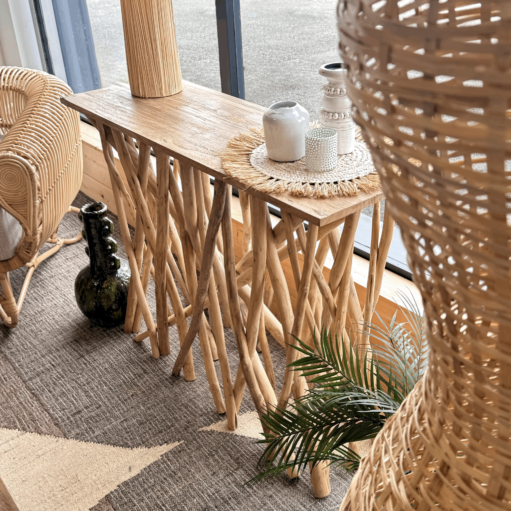 ENORA - Console en branches de teck L120*l40*H90cm