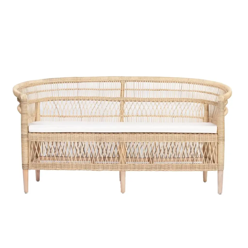 ILIOS - Banquette en rotin et pieds en teck L160xl60xh80cm