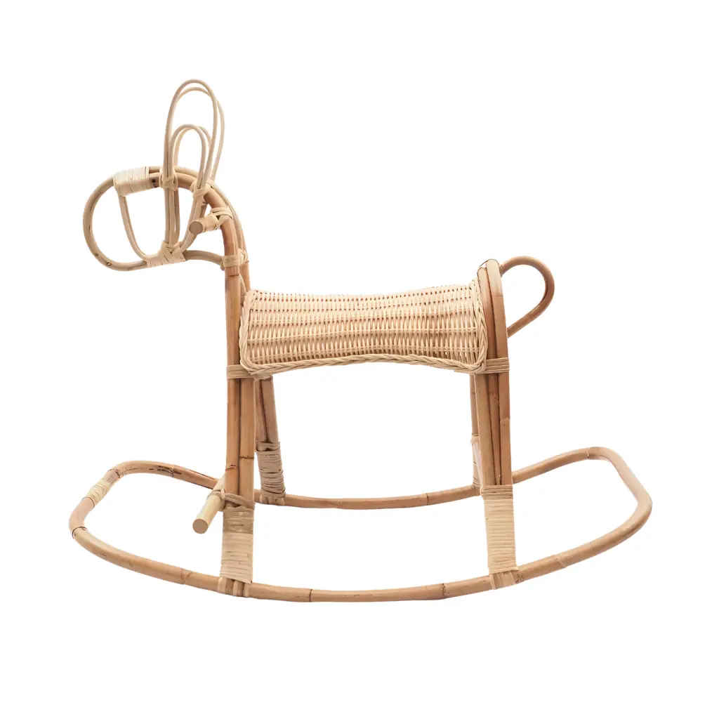 JIMY - Cheval à bascule en rotin - Objet de décoration L90xl45xh80cm