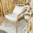 LESKY - Fauteuil en rotin avec coussin L75 l77 h80