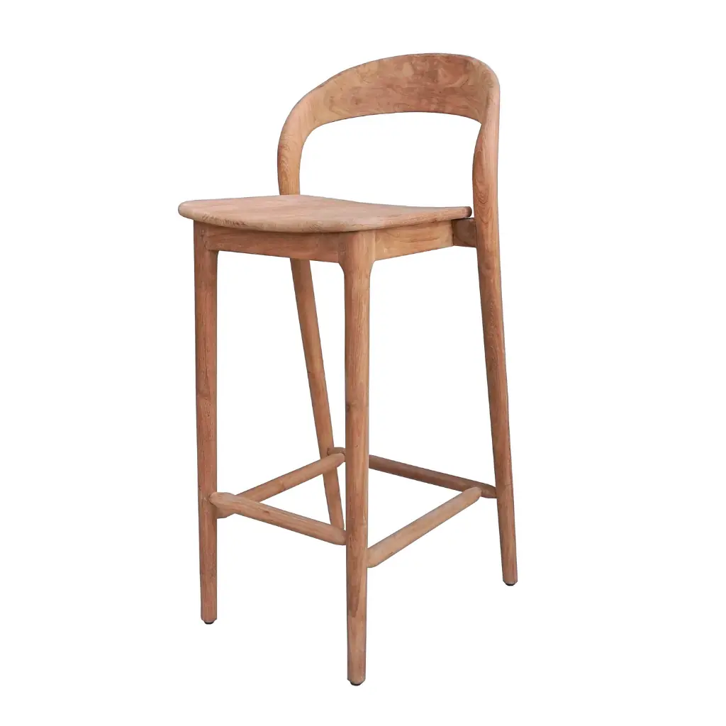 LUCIE - Tabouret de bar en teck recyclé 56x48x102
