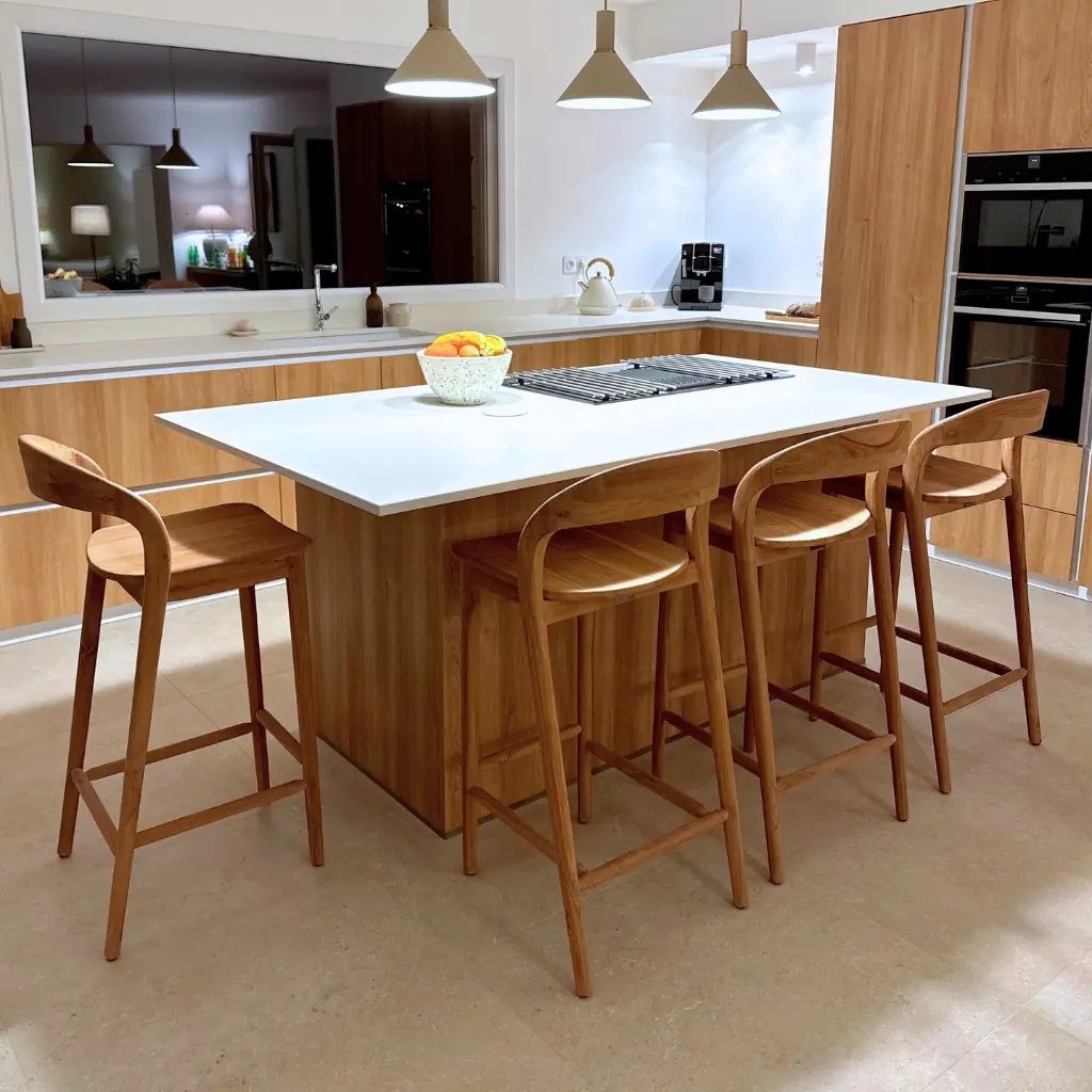 LUCIE - Tabouret de bar en teck recyclé 56x48x102
