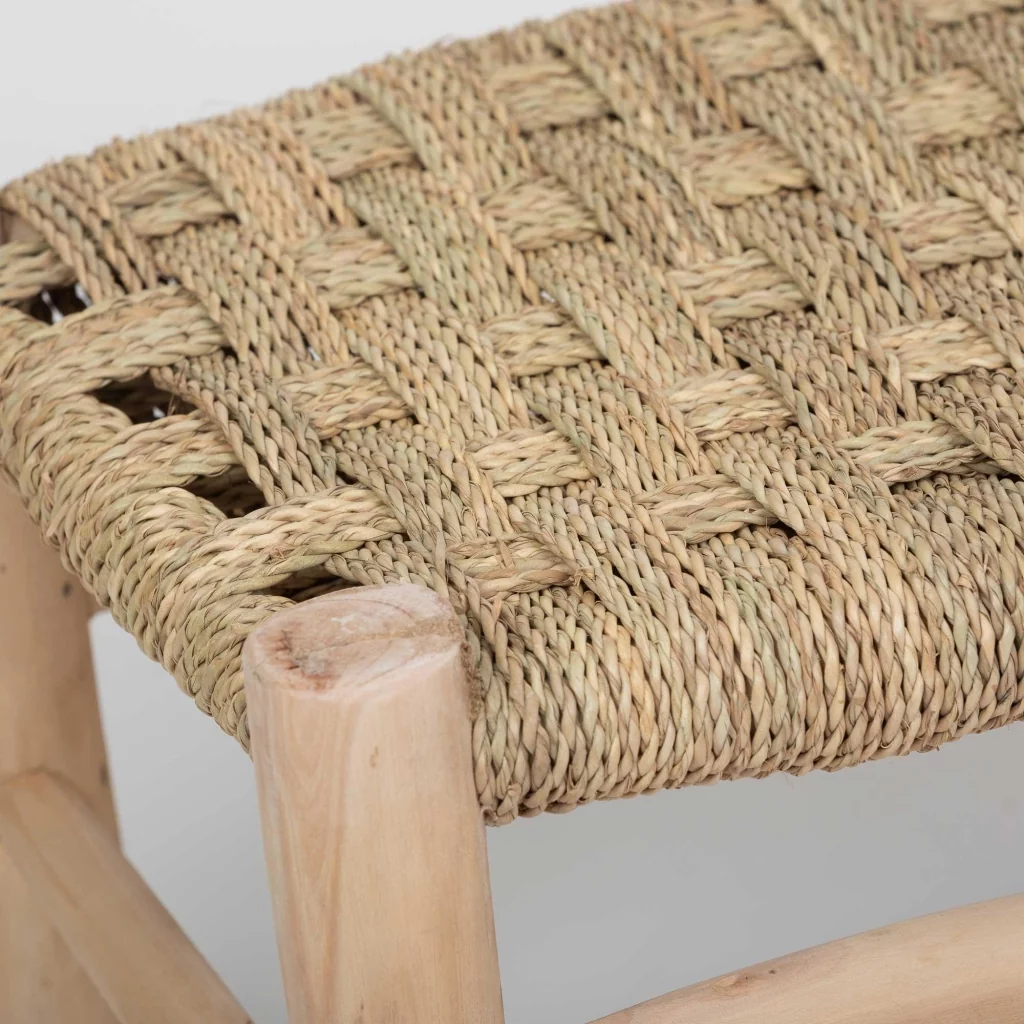 Moyen banc en doum et structure en bois d'eucalyptus L60xl35xh35cm