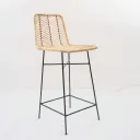 ATI - Chaise de bar en rotin et métal noir