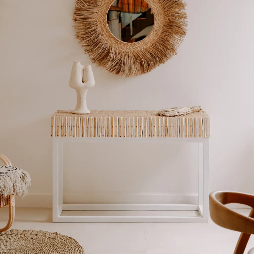 [3760428960238] BAZIL - Console en branche de teck et pieds en fer