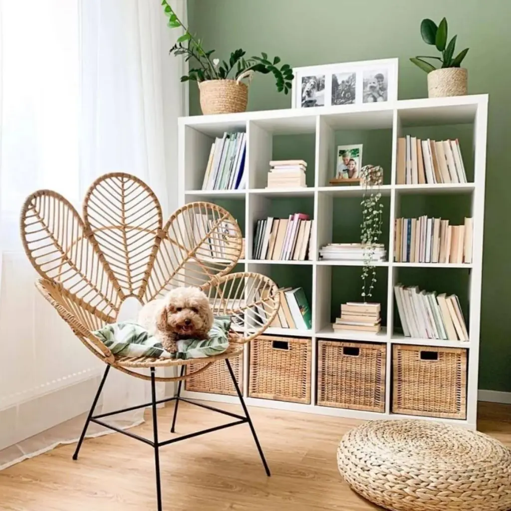 COQUELICOT- Chaise en rotin et structure en métal