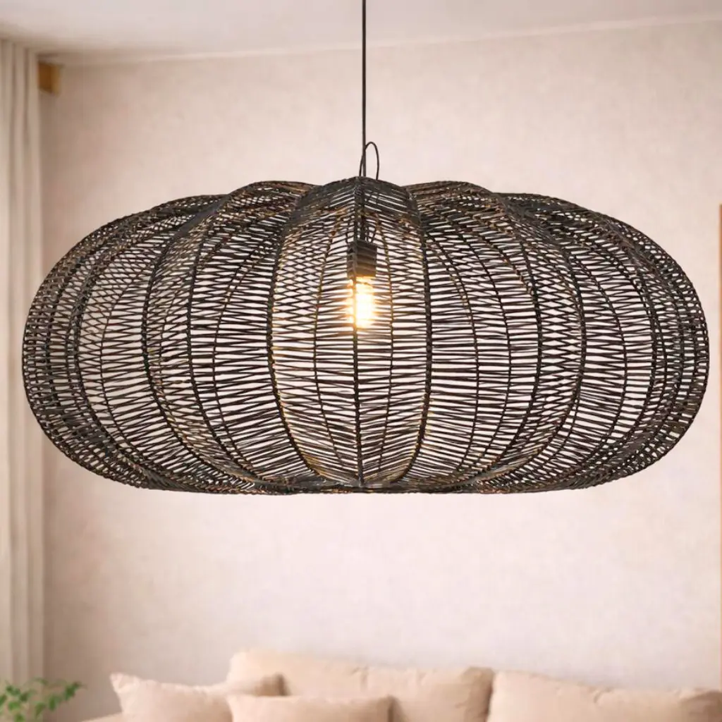 FRUIT noir - Suspension fruit XXL en rotin