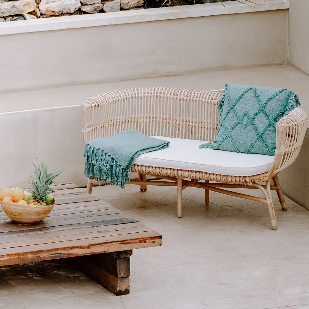 HAVANA - Banquette en rotin avec coussin