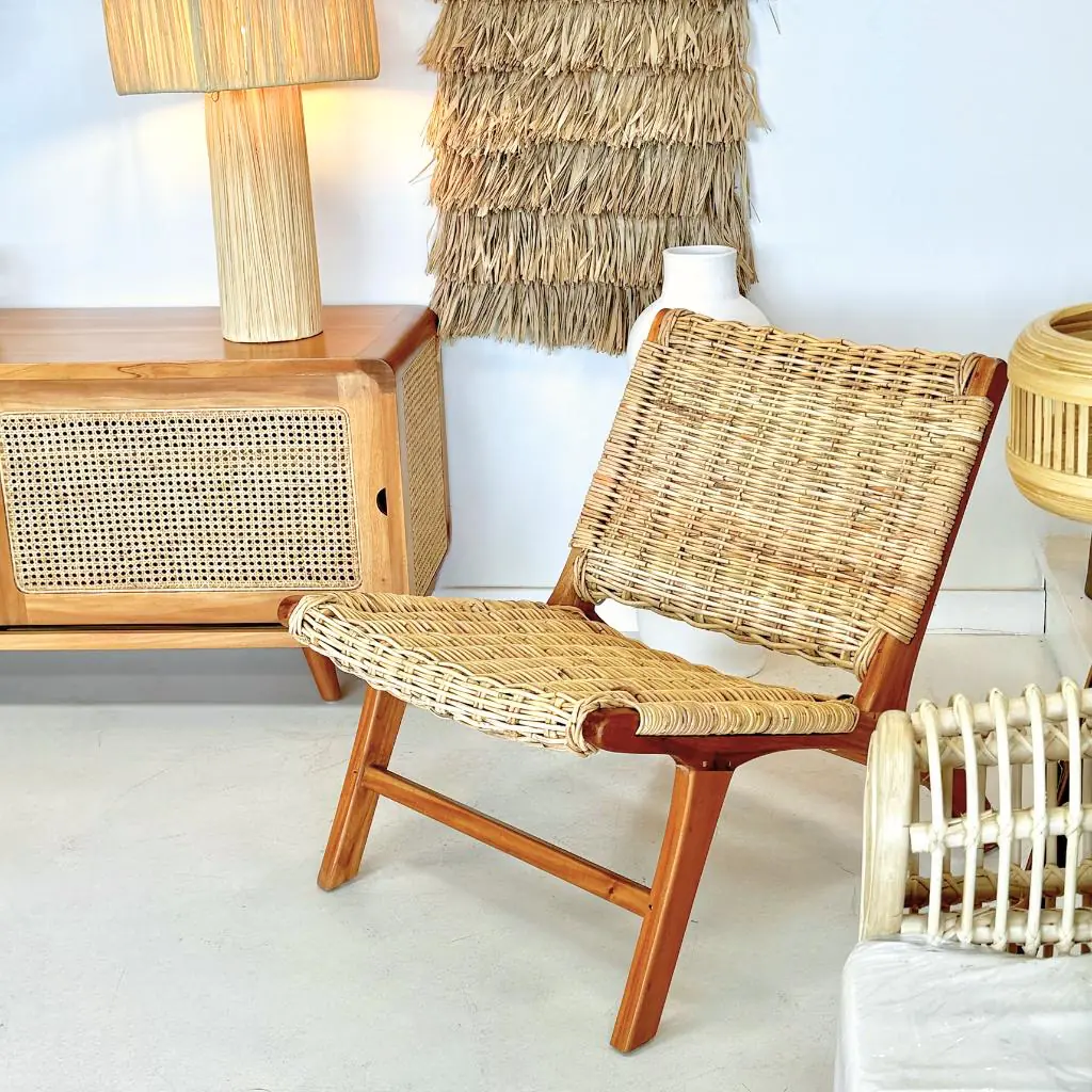 JUNE- Fauteuil en rotin et teck couleur naturel
