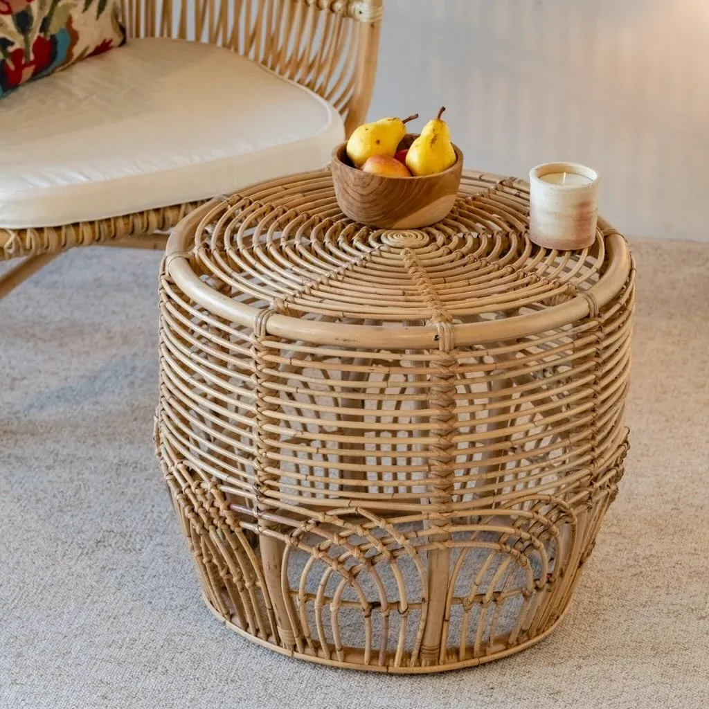 KEIRA - Table basse en rotin ronde