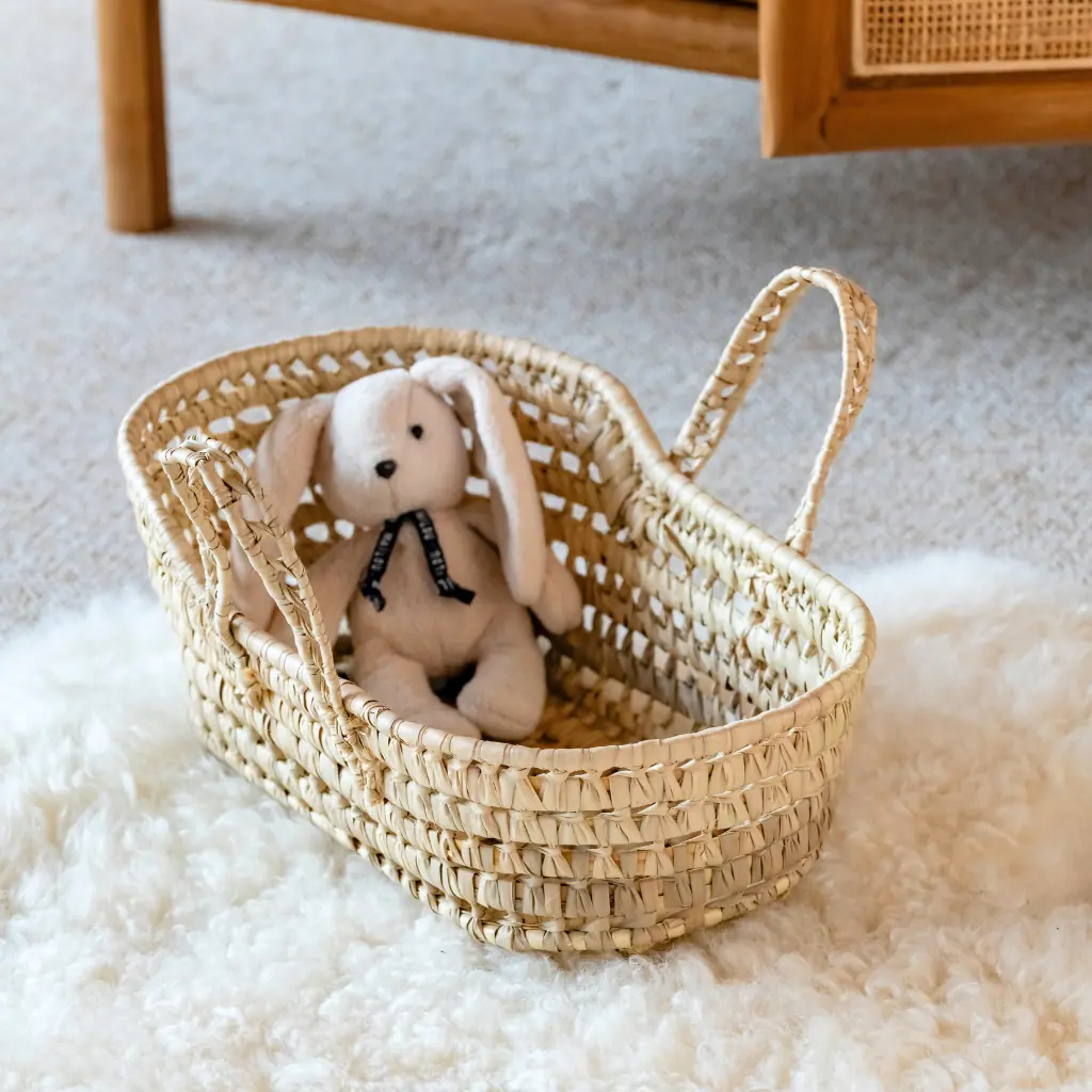 LOLIA - Couffin pour poupon enfant en feuilles de palmier L40 H18cm