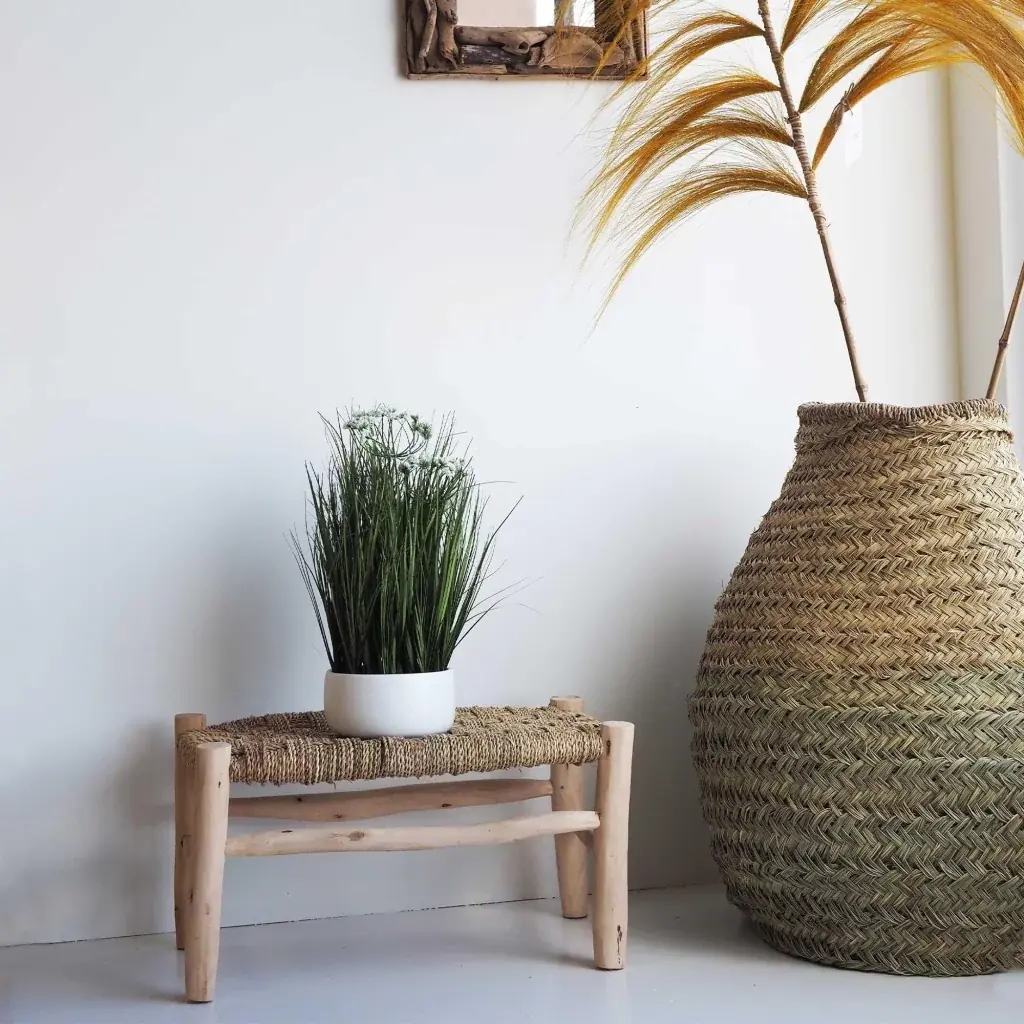 [3760428962003] MARROCO - Moyen banc en corde tressée et bois d'eucalyptus