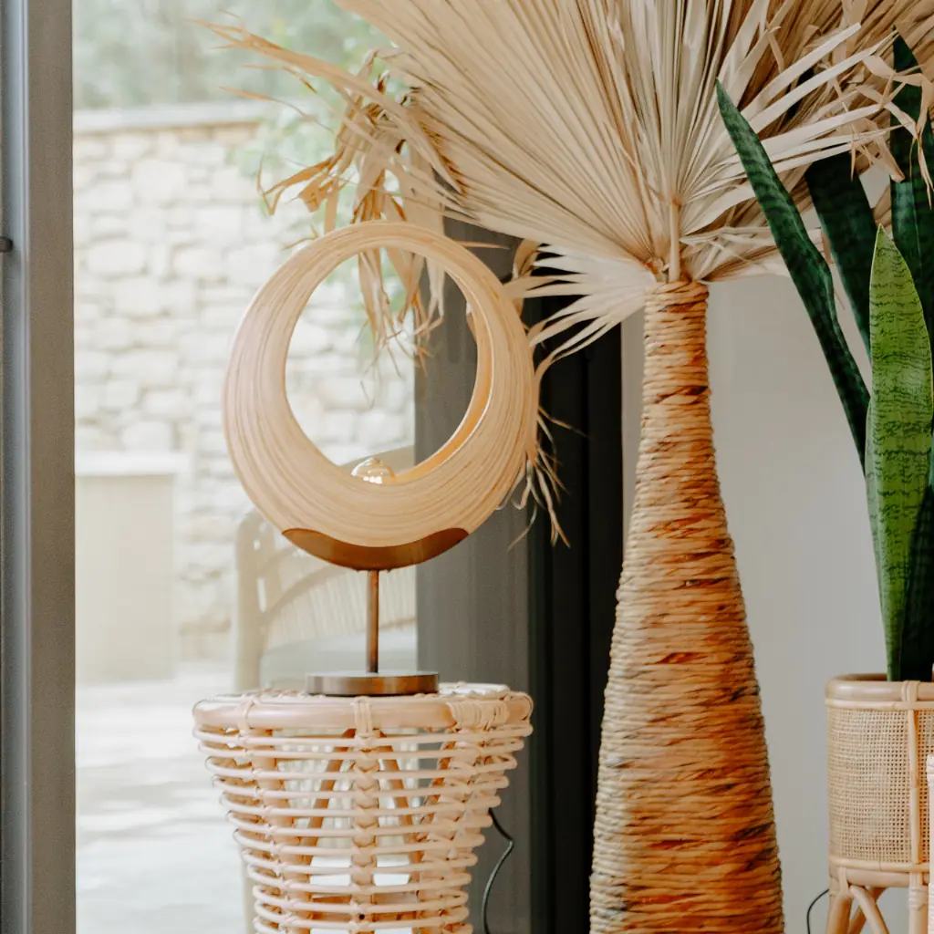 PAOLA - Lampe sur pieds ronde design en bambou