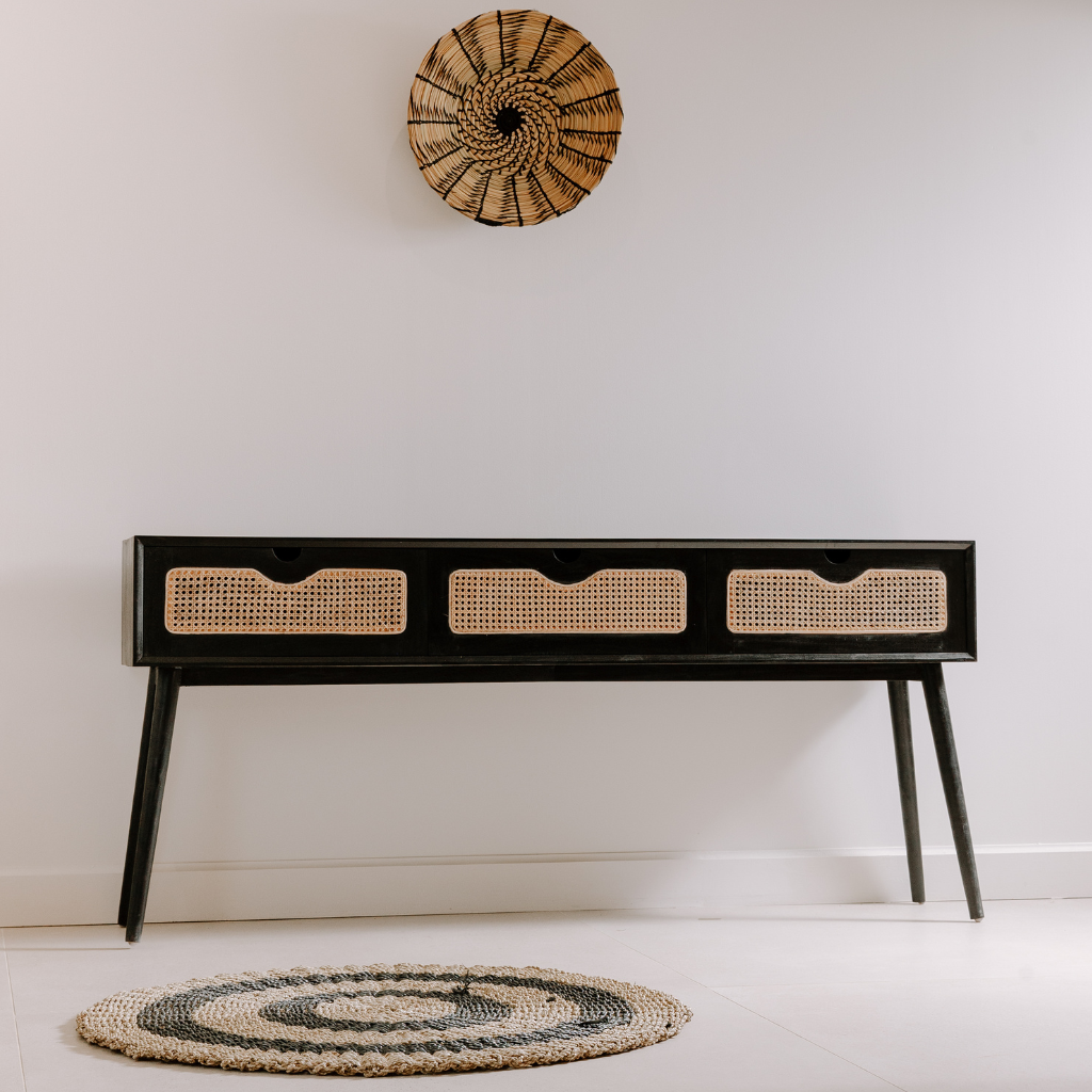[3760428962706] POLKA - Console en bois d'acajou et cannage