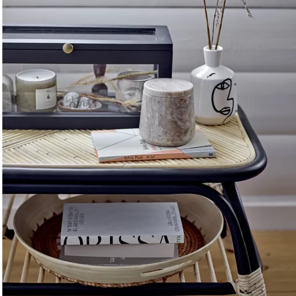 POLKA - Table basse en rotin noir