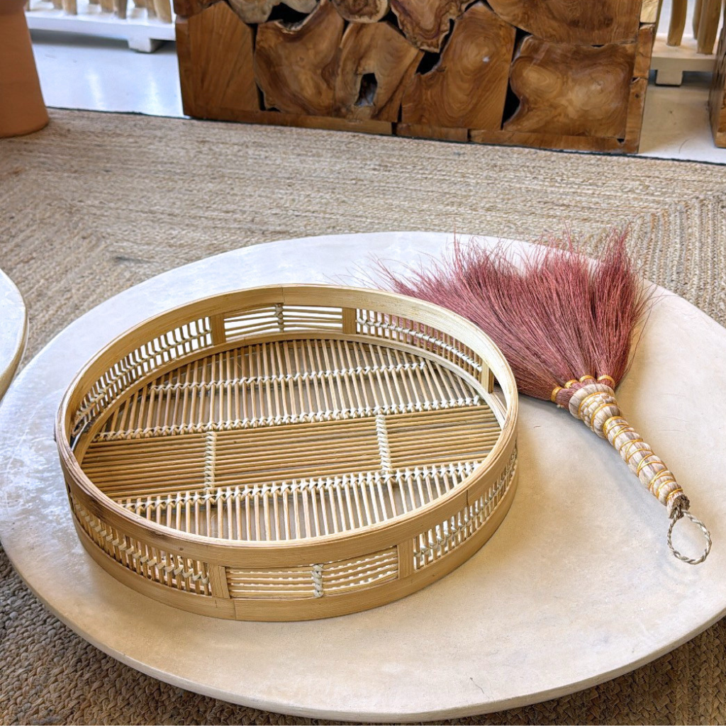 Plateau rond en bambou