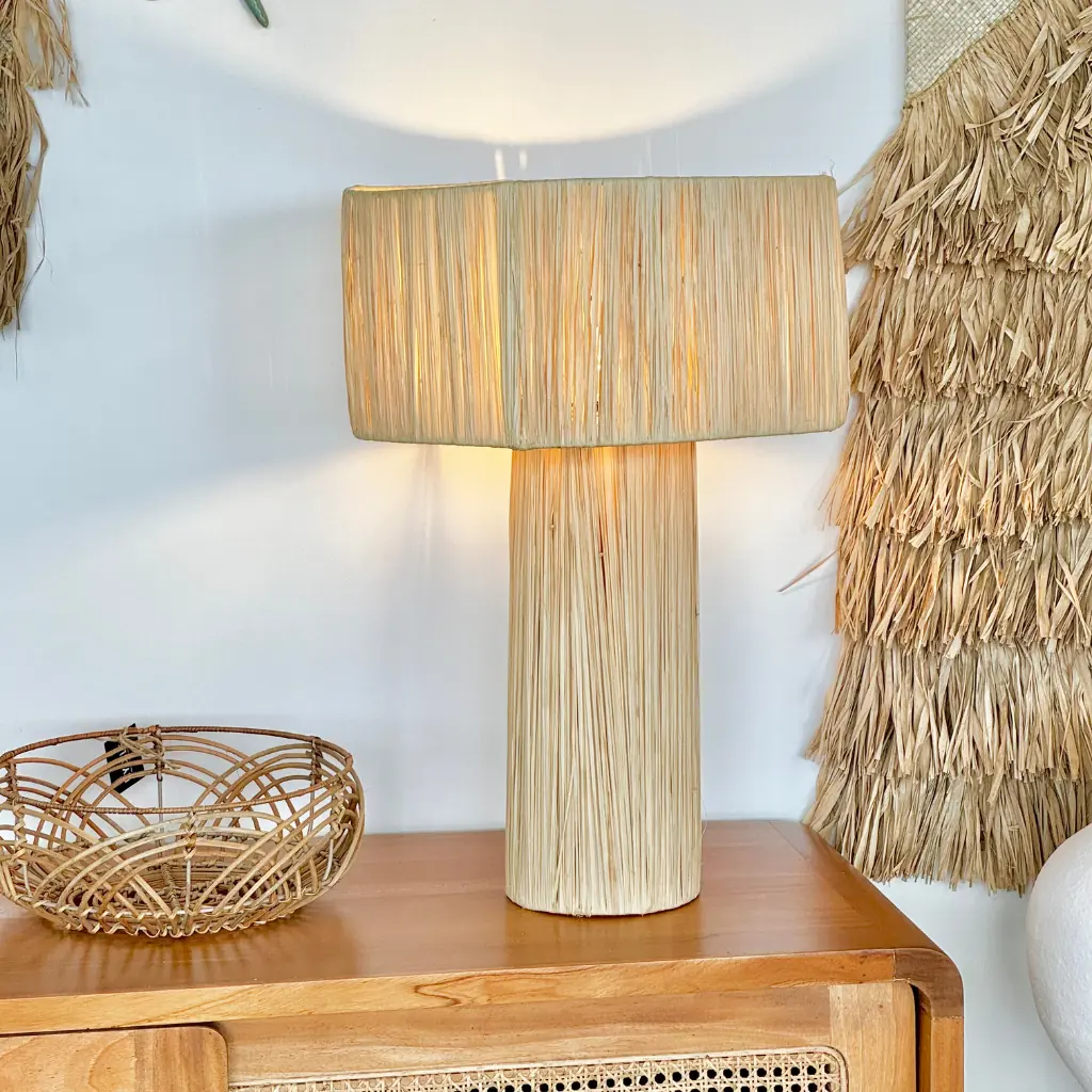 ROSY XL - Lampe à poser en raphia naturel