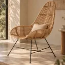 SAPHIR - Fauteuil en rotin et métal noir