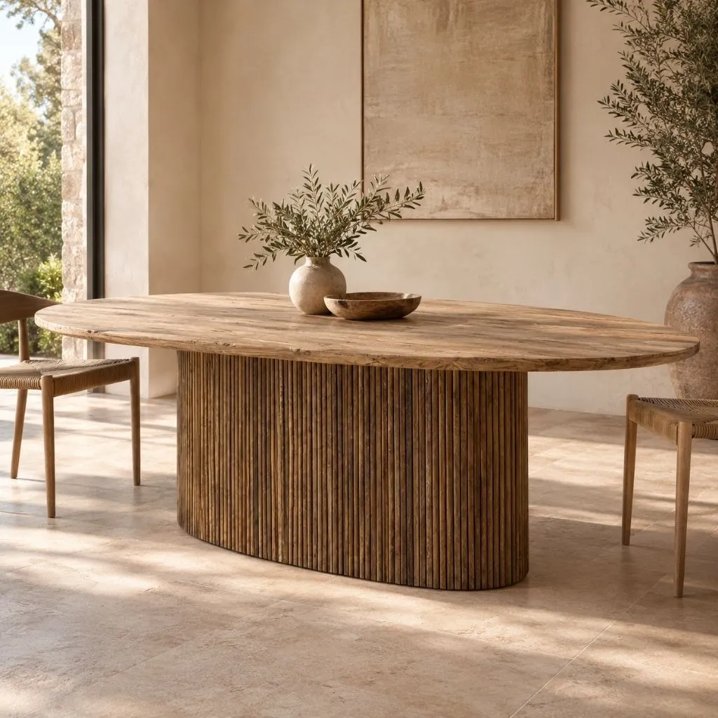 YAGA - Table ovale en teck recyclé