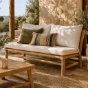 YAGO - Banquette en teck avec coussin outdoor
