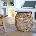 ANNIE - Table en corde et plateau en teck
