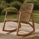 ANNA - Rocking chair en teck et corde synthétique