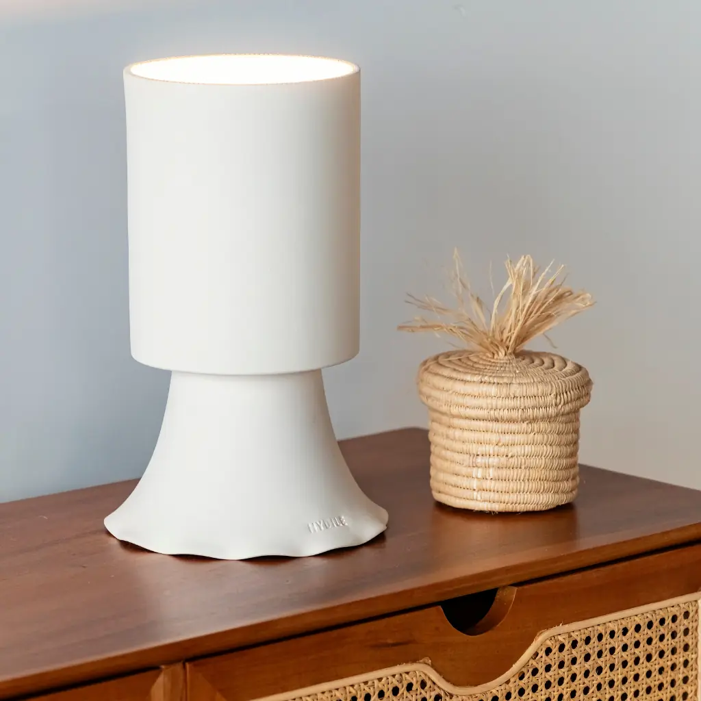 [3760428964984] PAULA - Lampe à poser en terre cuite blanche