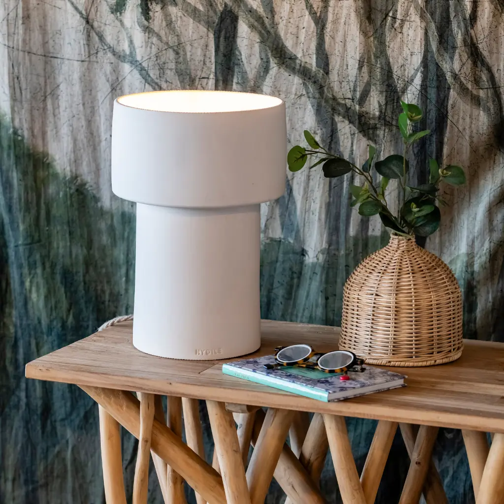 LUA - Lampe à poser en terre cuite blanche
