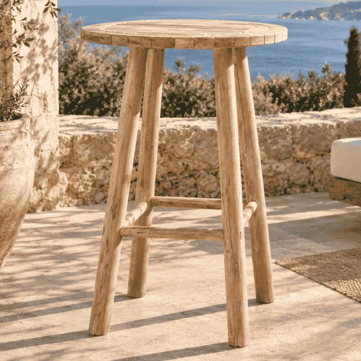 GABY - Table haute / mange debout en bois de teck